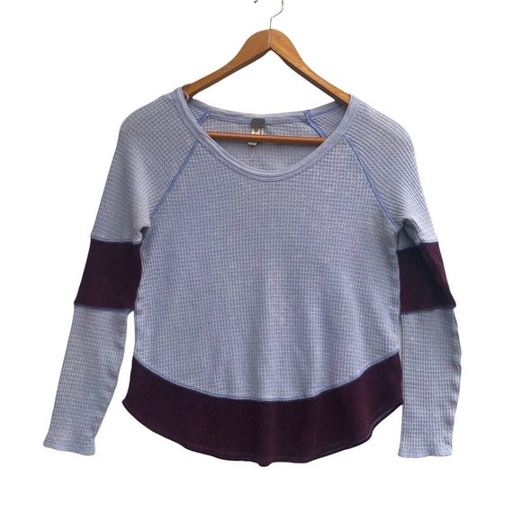 We The Free Other - We the Free Light Blue & Purple Waffle Knit Thermal Top